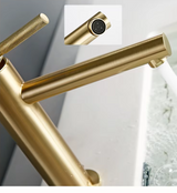 GoldKnurl One Luxe 360 – Brushed Gold Bathroom Faucet with 360° Swivel Spout | Solid Brass Single-Handle Vanity Sink Mixer