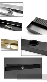 LuxoDrain Tile-In Linear Shower Drain – 600mm Brushed Gold & Grey SUS304 Stainless Steel