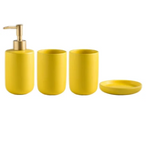 ScandiLuxe 4-Piece Scandinavian Bathroom Set – Ceramic Hygiene Essentials with Toothbrush Cup