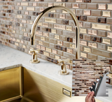 Golden Mosaic Luxe – Peel & Stick Wall Tiles | Elegant Gold 3D Mosaic, Waterproof
