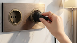 EU Wall Power Outlet Brushed Brown Aluminum – Schuko Socket with USB & RJ45 Port | 16A 250V | Flush Mount Modern Plate