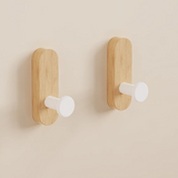 NordicWood Wall Hooks – Walnut Wood, Self-Adhesive & Multifunctional (2 or 5 Pieces)