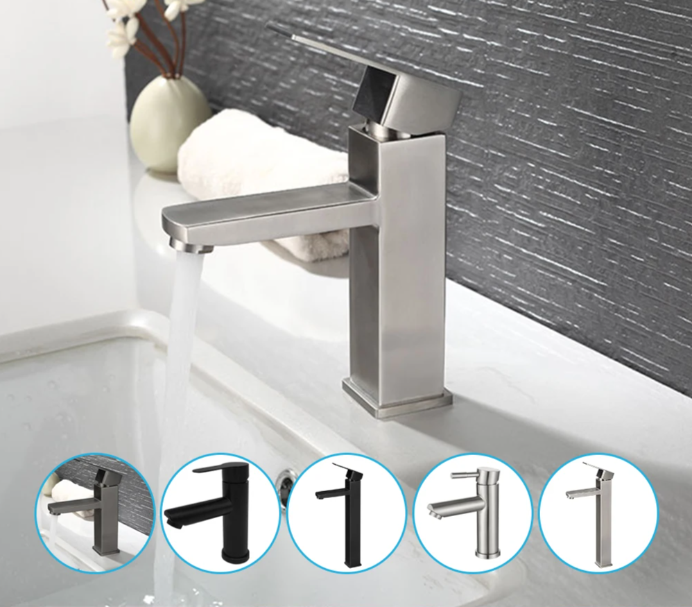 Matte Black Bathroom Sink Faucet with Single Handle Hot and Cold faucet