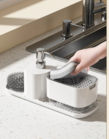 SoapStation Ultra 5-in-1 Sink Organizer – Dual Soap Dispenser, Sponge Holder, Cloth Rack & Drip Tray Kitchen Cleaning System
