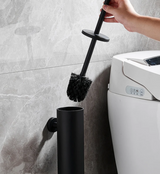 PureSteel Wall-Mounted Toilet Brush Set – Matte Black Stainless Steel Bathroom Cleaner with Holder