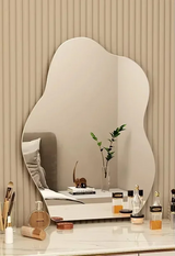 NordiGlow AuraCurve LED Wall Mirror – Scandinavian Irregular Lighted Vanity Mirror for Bathroom, Bedroom & Living Room