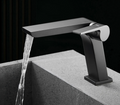ShadowStream LuxeFall Waterfall Bathroom Faucet – Gun Grey Solid Brass Single-Handle Sink faucet with Hot & Cold Control