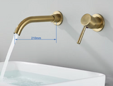Aureva LuxaWall Elite – Brushed Gold Wall-Mount Concealed Bathroom Faucet | Solid Brass Luxury Sink Mixer