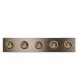 EU Wall Power Outlet Brushed Brown Aluminum – Schuko Socket with USB & RJ45 Port | 16A 250V | Flush Mount Modern Plate