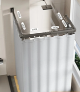 EasyTimes Foldable Shower Curtain Set – Magnetic, Waterproof & No-Drill Telescopic Rod