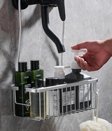 AluGrip AeroMount No-Drill Shower Caddy – Rustproof Aluminum Wall Shelf, Removable Bathroom Organizer Basket