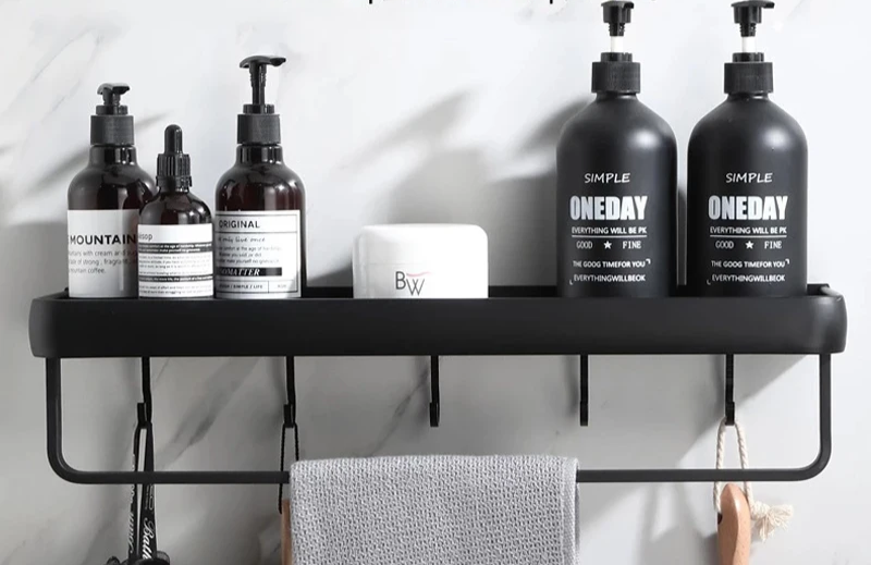 AlumaNest Matte Black Aluminum Corner Shower Shelf – Drill-Free 3-Tier Bathroom & Kitchen Wall Organizer