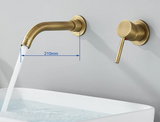 Aureva LuxaWall Elite – Brushed Gold Wall-Mount Concealed Bathroom Faucet | Solid Brass Luxury Sink Mixer