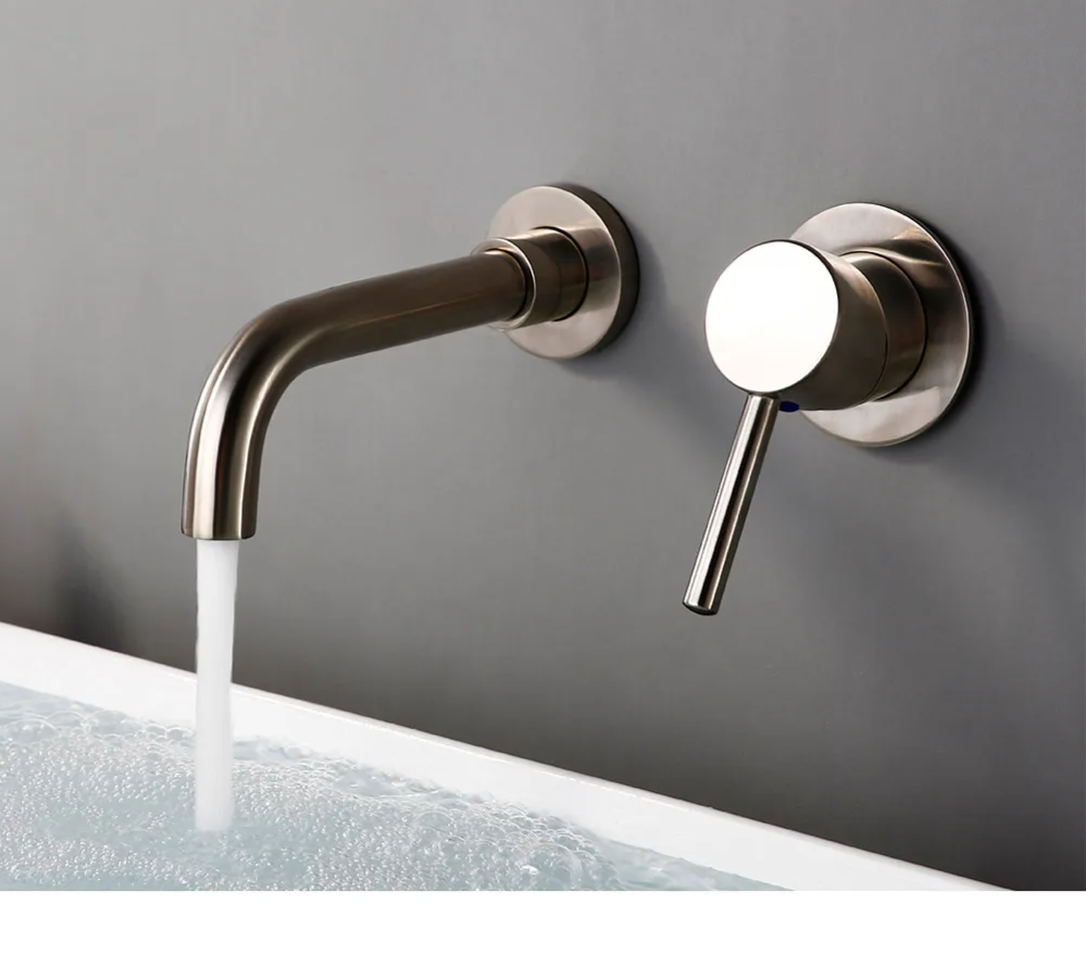 Modern Wall Mounted Dual Hole Bathroom Faucet