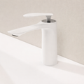 White Brass Waterfall Bathroom Sink Faucet with Single Handle Hot and Cold faucet