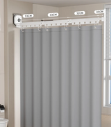 EasyTimes Foldable Shower Curtain Set – Magnetic, Waterproof & No-Drill Telescopic Rod