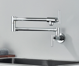 Brushed Gold Wall Mount Kitchen Faucet Premium – Single Cold Water Tap | 360° Swivel Spout | Space Saving Design