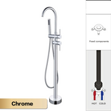 AITANA Luxury Floor-Mounted Faucet – Black Brass Bathroom Faucet, Dual Handle, Hot & Cold, 2 Functions