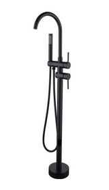 AITANA Luxury Floor-Mounted Faucet – Black Brass Bathroom Faucet, Dual Handle, Hot & Cold, 2 Functions