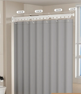 EasyTimes Foldable Shower Curtain Set – Magnetic, Waterproof & No-Drill Telescopic Rod