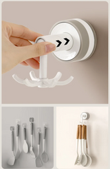 FlexiClaw 6-Arm Rotating Hook – Multifunctional Suction Cup Holder, No Drilling Required