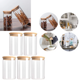 Modern Glass Food Storage Jar Set with Wooden Lids – Airtight Kitchen Containers | Freshness Seal | Multi-Grain Storage