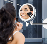 LumiView ProGlow Rechargeable LED Makeup Mirror – 8” Wall-Mounted Vanity Mirror with 1X/10X Magnification, 360° Swivel & Adjustable Lighting