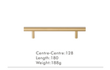 Nurlin T-Bar Brass Handle – Extra Long & Modern for Cabinets, Drawers & Refrigerators