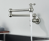 Brushed Gold Wall Mount Kitchen Faucet Premium – Single Cold Water Tap | 360° Swivel Spout | Space Saving Design