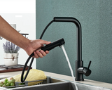 FlexiJet Black Pull-Out Kitchen Faucet – 360° Swivel, Dual Spray, Matte Black Stainless Steel