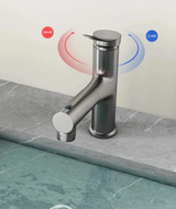 Pull-Out Bathroom Sink Faucet with Oral Rinse Function and Hot Cold Mixer