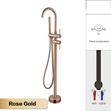 AITANA Luxury Floor-Mounted Faucet – Black Brass Bathroom Faucet, Dual Handle, Hot & Cold, 2 Functions