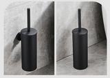 PureSteel Wall-Mounted Toilet Brush Set – Matte Black Stainless Steel Bathroom Cleaner with Holder