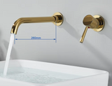 Aureva LuxaWall Elite – Brushed Gold Wall-Mount Concealed Bathroom Faucet | Solid Brass Luxury Sink Mixer
