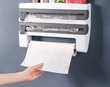 MultiFix 4-in-1 Kitchen Roll Holder – Wall Organizer with Foil Cutter & Bottle Rack