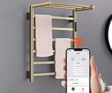 LuxeHeat WiFi Electric Towel Warmer – Brushed Gold Heated Towel Rack with Temperature Control