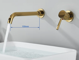 Aureva LuxaWall Elite – Brushed Gold Wall-Mount Concealed Bathroom Faucet | Solid Brass Luxury Sink Mixer