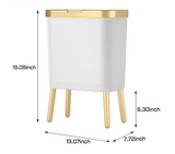 GoldenSlim Modern Trash Can with Lid – Sleek Bin for Bedroom, Bathroom & Kitchen