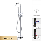 AITANA Luxury Floor-Mounted Faucet – Black Brass Bathroom Faucet, Dual Handle, Hot & Cold, 2 Functions