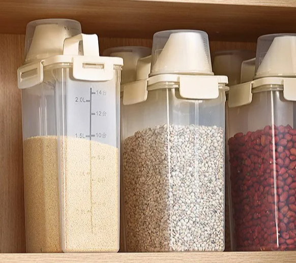 FreshSeal Airtight Grain Storage Container – Rice Dispenser Box with Lid | Moisture & Insect Proof | Clear Food Storage 1.75–3L