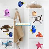 AquaKids 3D Ocean Animal Wall Stickers – Fun & Safe Kids’ Bathroom and Wall Decor with Nemo, Starfish, Turtle & Shark