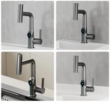 AquaGlow SmartFalls Digital Waterfall Bathroom Faucet – LED Temperature Display, Lift Spout & Adjustable Spray, Hot & Cold Mixer