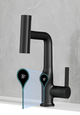 AquaGlow SmartFalls Digital Waterfall Bathroom Faucet – LED Temperature Display, Lift Spout & Adjustable Spray, Hot & Cold Mixer