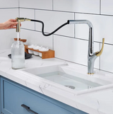 AquaLuxe – Luxury Pull-Out Kitchen Faucet | Brushed Gold & Black