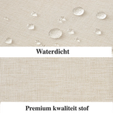 LuxeLinen SpaWeave Waterproof Shower Curtain – Thick Linen-Look Fabric, Hotel-Style Privacy, Beige + Metal Hooks Included