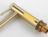 GoldKnurl One Luxe 360 – Brushed Gold Bathroom Faucet with 360° Swivel Spout | Solid Brass Single-Handle Vanity Sink Mixer