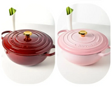 ChefMax 5-Quart Enameled Cast Iron Dutch Oven – Induction-Ready, Non-Stick, Multi-Purpose Cooking Pot (Black / Red)
