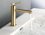 GoldKnurl One Luxe 360 – Brushed Gold Bathroom Faucet with 360° Swivel Spout | Solid Brass Single-Handle Vanity Sink Mixer