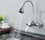 Wall-Mounted Kitchen Faucet with Flexible Spout, 360° Rotation and Dual Spray Function