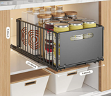 Pull-Out Metal Kitchen Storage Drawer Organizer Set – Sliding Spice Rack Trays | Space Saving Cabinet Storage | Easy Access Design